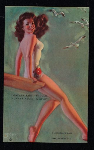 Vtg From Vending Box K O Munson Mutoscope Artist Pinup Card Sexy Bathing Suit