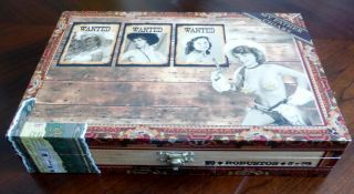 Wooden Cigar Box,  Man Cave Item,  Retro Nude Cowgirl Images,  Sherriff & Outlaws