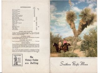 March 1943 Southern Pacific Railroad Dinner Menu