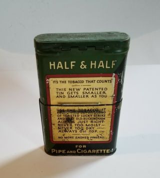 VINTAGE Lucky Strike Half And Half Pocket ADVERTISING TOBACCO TIN Can Two Piece 2