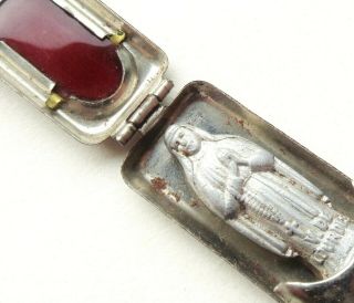 Antique Pocket Shrine Box With Miniature Statue To Our Lady Of Lourdes