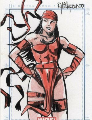 Marvel Universe 2011 - Color Sketch Card By Stefano - Elektra