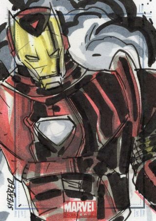 Marvel Universe 2011 - Color Sketch Card By Shearer - Iron Man