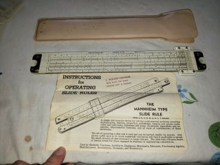 Vintage Acu - Math 511 Slide Rule By Mannheim Professional W/ Case & Instructions