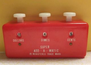 Vtg Add - A - Matic Dollars Dimes Cents Grocery Shoppers Pocket Adder Counter