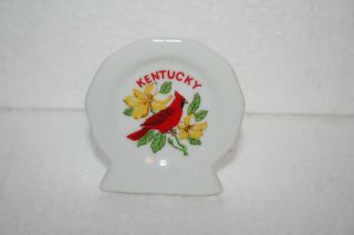 Vtg Kentucky State Souvenir White Porcealin Toothpick Holder Red Cardinal Bird