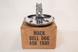 Nos Vintage Mack Truck Chrome Bulldog Cigar Ashtray Hood Ornament Central Die