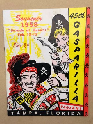 Vintage " 45th Gasparilla Pageant " 1958 Parade Of Events In Tampa Florida