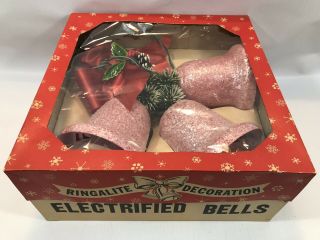Vintage Ringalite Trio Of Christmas Electrified Bells With Box