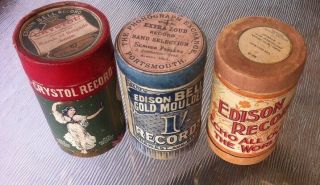 3 Unusual Cylinder Phonograph Record Boxes Edison Bell & Edison (gramophone)