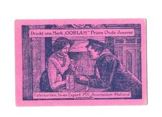 1 Wide Square Corner Playing Swap Card Brewery Dutch Oorlam Genever Old Gin 1900