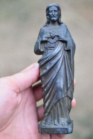 ⭐ Antique/vintage French Religious Statue,  Sacred Heart Of Jesus⭐