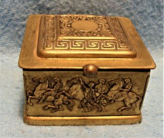 Rare Antique C.  1920s Small F.  Wolff & Sohn Karslsruhe Germany Brass Jewelry Box