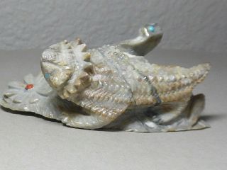 ZUNI FETISH F - 2288 PICASSO MARBLE LIZARD & HORNED TOAD ON ROCK BY ALVIN HALOO 3