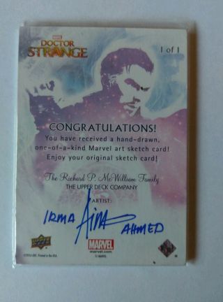 Doctor Dr Strange Upper Deck 2016 Artist Sketch Trading Card by Irma Ahmed 2
