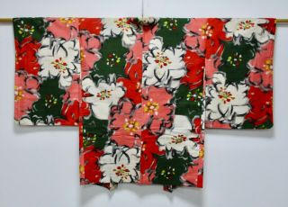 Japanese Kimono Silk Antique Haori / Meisen / Rare Pattern / Silk Fabric /148