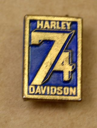 Vintage 74 Harley Davidson Hd Motorcycle 1974 Rare Collectible Pinback Vest Pin