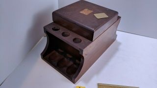 Vintage Decatur Industries Walnut Pipe Stand Tobacco Humidor