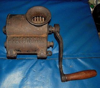 Antique Cast Iron Tobacco Shredder Grinder Chopper/hand Crank Pat.  March 15 1859