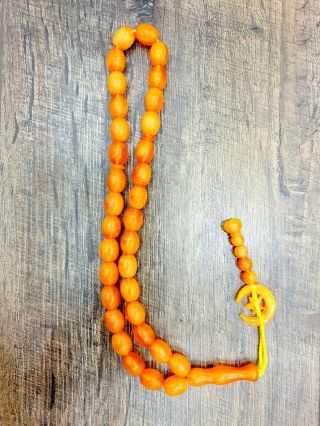 Rosary Amber German Yellow Bakelite Islamic Prayer 33 Beads Faturan Tesbih 34g