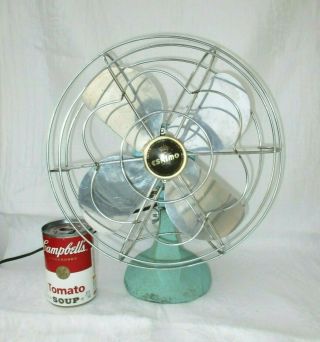 Vintage Mcgraw Edison Eskimo 10 " Oscillating Fan Model 1005r Blue Green Aqua