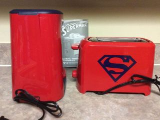 Superman 2 Slice Toaster and Coffee Maker with two coffee Mugs,  Par Select. 3