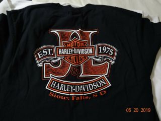 Harley Davidson T - Shirt Sioux Falls,  SD Sz L 100 Cotton Black 5