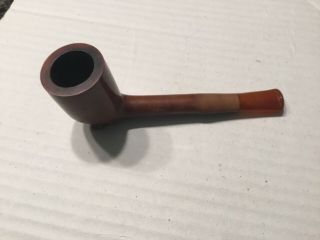 Briar Pipe With Amber Stem 4 1/2” L,  1 3/4” Bowl Height