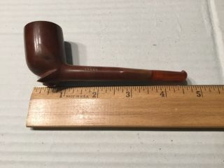 Briar Pipe with Amber Stem 4 1/2” L,  1 3/4” Bowl Height 4