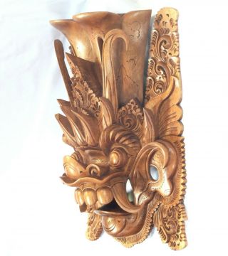 Indonesian / Balinese Carved Acacia Wood Balong Mask 12 ",  Tribal Demon Or Deity
