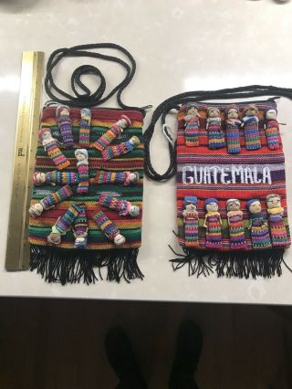 Two Guatemalan Worry Doll Purses Bags