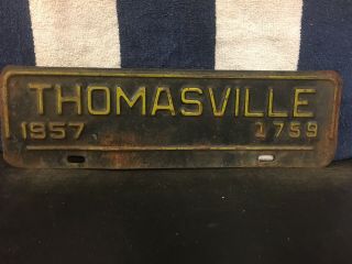 Vintage 1957 Thomasville,  North Carolina City License Plate