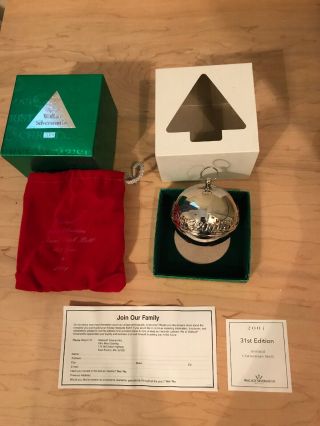 Wallace Silversmiths Christmas Sleigh Bell Ornament 2001 31st Annual