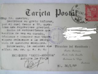 QSL card from Radio Andorra 1947 2