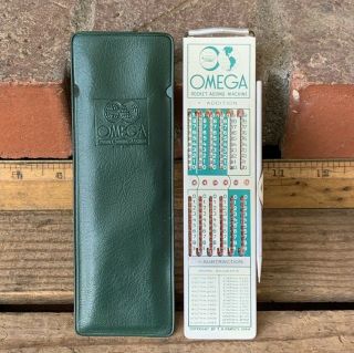 Vintage Omega Pocket Adding Machine Calculator W/stylus & Case T.  H.  Ramsey 1964