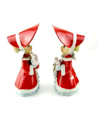 Set of 2 Vintage Christmas Angel with Candy Canes/Stocking Figurines Japan 6.  25 