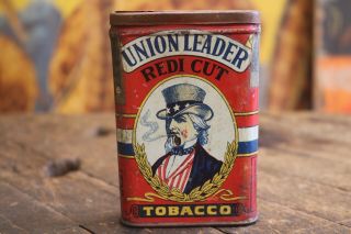 Vintage Union Leader Redi Cut Tobacco Tin Uncle Sam Can United States American