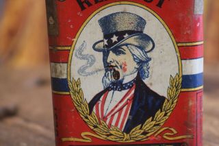 VINTAGE UNION LEADER REDI CUT TOBACCO TIN UNCLE SAM CAN UNITED STATES AMERICAN 2
