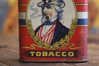 VINTAGE UNION LEADER REDI CUT TOBACCO TIN UNCLE SAM CAN UNITED STATES AMERICAN 4