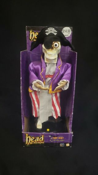 Rare Gemmy Halloween Skeleton Pirate Moves Talks Animatronic Boxed