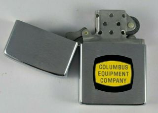 Vintage 1975 2 - Color Zippo Lighter With Columbus Equipment Company Advertisement 4