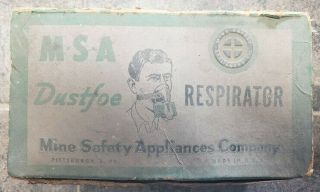 Vintage Msa Dustfoe Respirator Kit W/ Metal Corner Box - Mine Safety Appliance Co