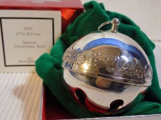 1997 Wallace Annual Silver Plate Sleigh Bell Christmas Ornament - Orig Box - Exc