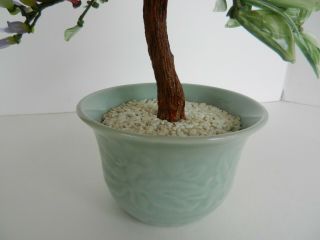 Vintage Chinese Jade Bonsai Tree In Celadon Planter 5