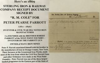 Sterling Iron & Railway Company Cole/parrott/ford Railroad Document Signed 1869