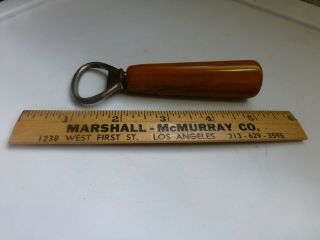Vintage Combo Bottle Opener / Cork Screw With Butterscotch Bakelite Handle