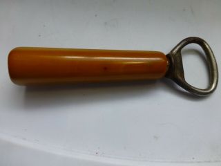 Vintage Combo Bottle Opener / Cork Screw With Butterscotch Bakelite Handle 3