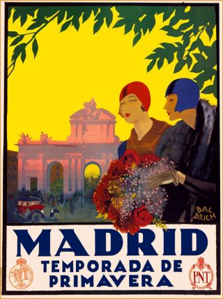 Madrid Temperada De Primavera Spain Vintage Spanish Travel Advertisement Poster