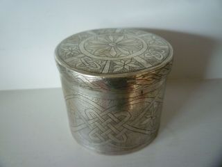 Aikin Amadu Kano Nigeria Ornate Engraved White Metal Silver Trinket Box Jar