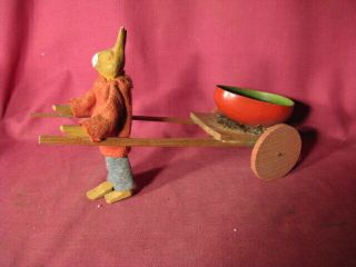 Antique German Rabbit Pulling Egg Cart Easter Decoration